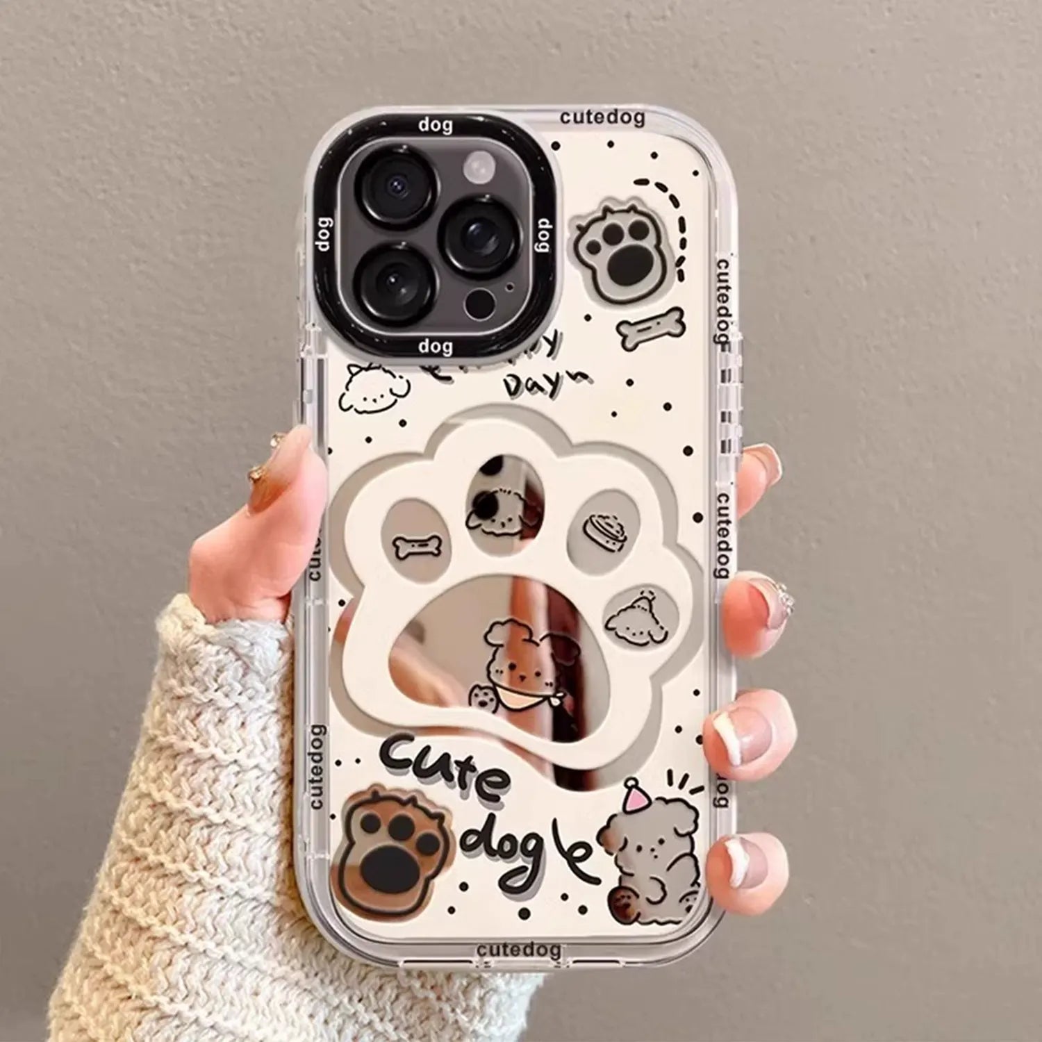Cream Mirror Dog Paw iPhone Case