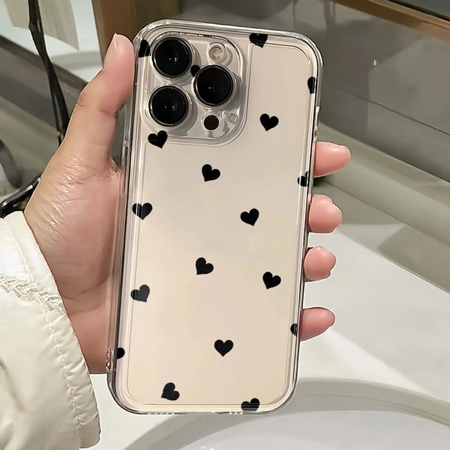 Clear Black Heart iPhone Case