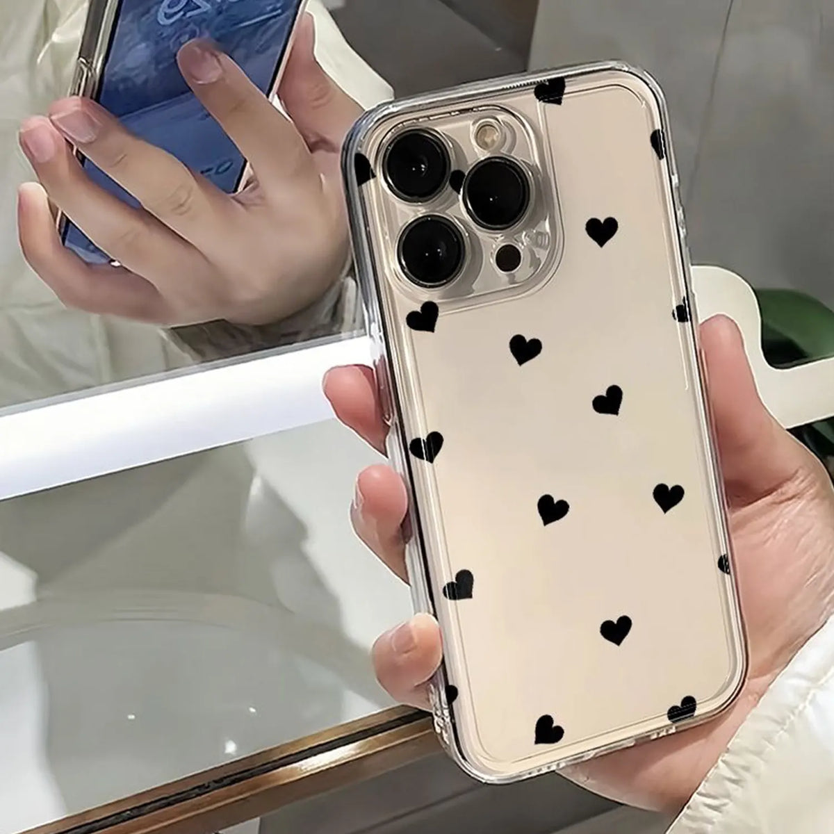 Clear Black Heart iPhone Case
