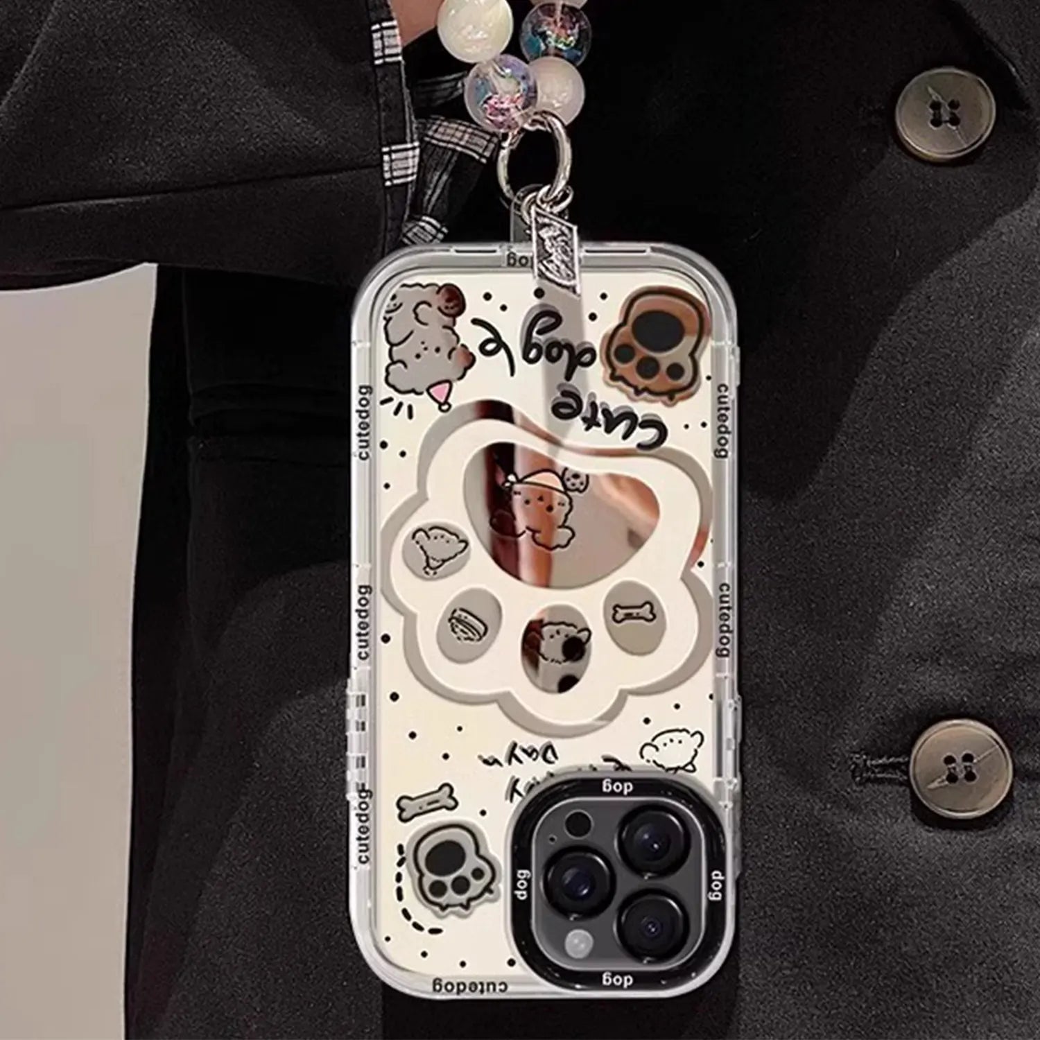 Cream Mirror Dog Paw iPhone Case
