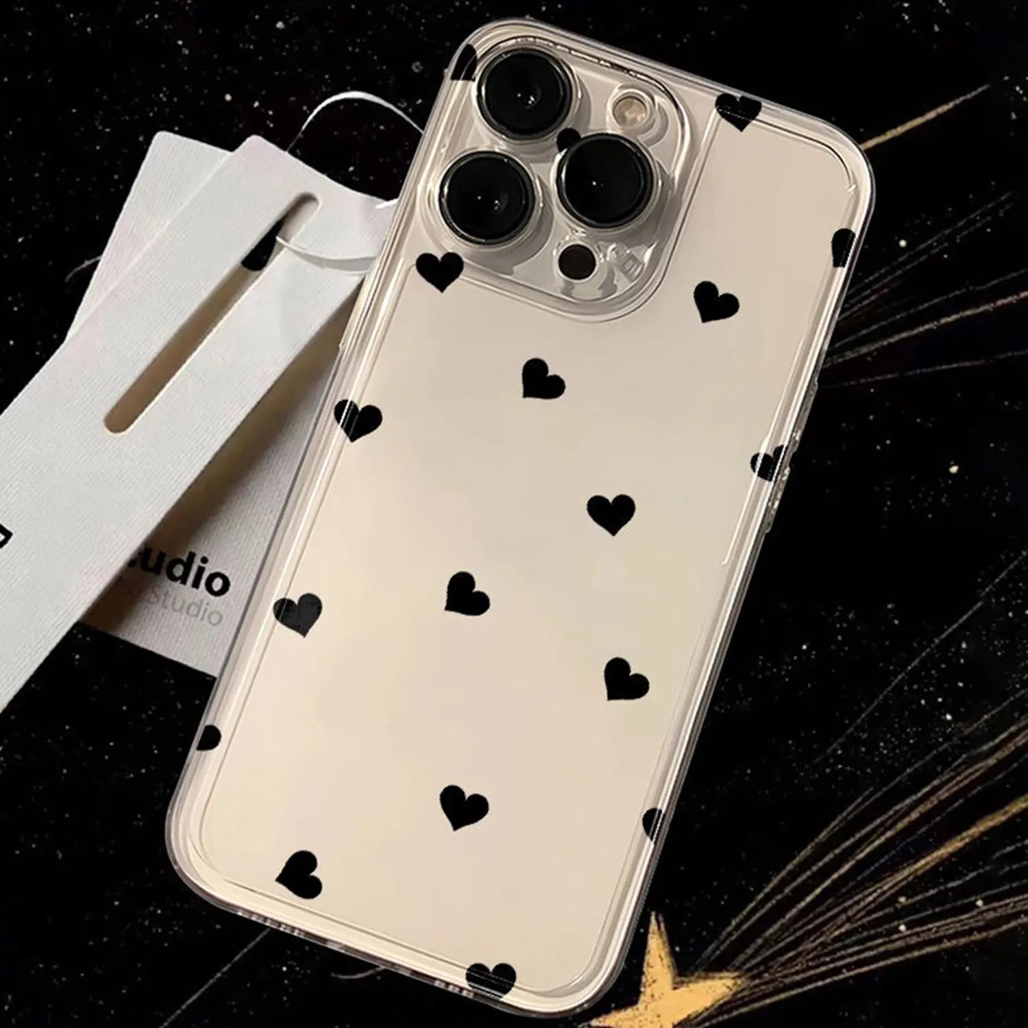 Clear Black Heart iPhone Case